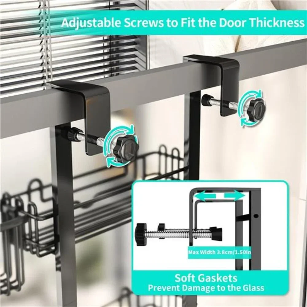4 Tier Over the Door Shower Caddy, Hanging Shower Caddy with 22 Hooks